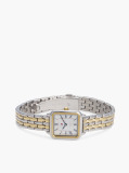 White Two-Tone Stainless Steel Rectangular Watch  Women