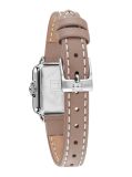 White Rectangular Dial Leather Strap Silver-Plated Watch  Women