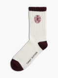 Beige 1-Pack Crest Embroidery Socks  Women