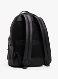 Black Metal Logo Pebble Grain Backpack  Men