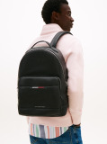 Black Metal Logo Pebble Grain Backpack  Men