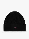 Black Hilfiger Flag Cable Knit Wool Blend Beanie  Men