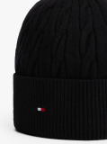 Black Hilfiger Flag Cable Knit Wool Blend Beanie  Men