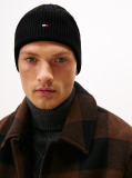 Black Hilfiger Flag Cable Knit Wool Blend Beanie  Men