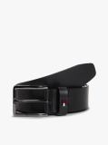 Black Enamel Flag Leather Belt  Men