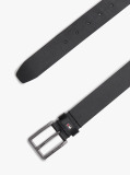 Black Enamel Flag Leather Belt  Men