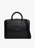 Black TH Business Leather Logo Laptop Bag  Men
