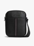 Black Pebble Grain Crossbody Reporter Bag  Men