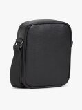 Black Pebble Grain Crossbody Reporter Bag  Men