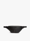 Black Pebble Grain Metal Logo Bum Bag  Men