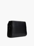 Black Modern Textured Flag Crossbody Messenger Bag  Men