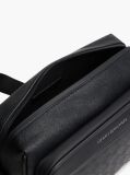 Black Modern Textured Flag Crossbody Messenger Bag  Men