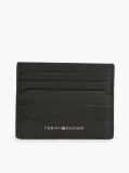 Black Croco-Print Leather Metallic Logo Card Holder  Men