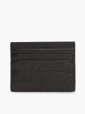 Black Croco-Print Leather Metallic Logo Card Holder  Men