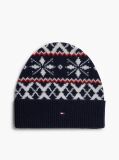 Μπλε Μάλλινος Σκούφος Με Μοτίβο Fair Isle  Άνδρες