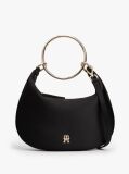 Black Satin Bracelet Handle Hobo Bag  Women