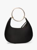 Black Satin Bracelet Handle Hobo Bag  Women