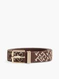 Μπεζ TH Monogram Jacquard Ζώνη Με Αγκράφα Τετράγωνη  Γυναίκες