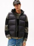Black Down Hooded Zip-Thru Vest  Men