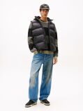 Black Down Hooded Zip-Thru Vest  Men