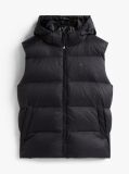 Black Down Hooded Zip-Thru Vest  Men