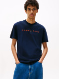 Μπλε T-Shirt Σε Κανονική Γραμμή Με Κεντητό Λογότυπο  Άνδρες