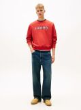 Red 90s Logo Appliqué Fleece Sweatshirt  Men