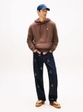 Brown Tommy Badge Terry Drawstring Hoody  Men