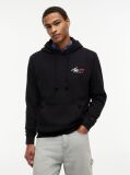 Black Signature Logo Terry Drawstring Hoody  Men