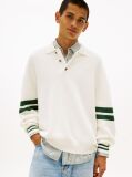 Beige 90s Tommy Badge Stripe Sleeve Polo Jumper  Men