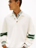 Beige 90s Tommy Badge Stripe Sleeve Polo Jumper  Men