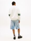 Beige 90s Tommy Badge Stripe Sleeve Polo Jumper  Men