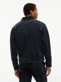 Black Corduroy Collar Oversized Canvas Overshirt  Men