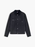 Black Corduroy Collar Oversized Canvas Overshirt  Men