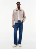 Brown Textured Herringbone Oversized Overshirt  Men