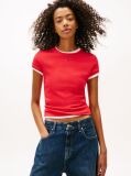 Red Essential Slim Rib-Knit T-Shirt  Women