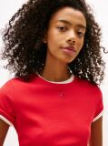 Red Essential Slim Rib-Knit T-Shirt  Women