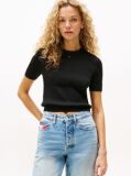 Black Flag Embroidery Short Sleeve Jumper  Women