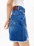 Denim Distressed Denim Mini Mom Skirt  Women