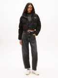 Black Down Cropped Alaska Puffer Jacket  Women