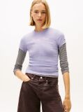 Purple Essential Slim Rib Logo T-Shirt  Women