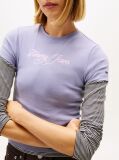 Purple Essential Slim Rib Logo T-Shirt  Women