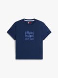 Μπλε Κοντομάνικο T-Shirt Σε Κανονική Γραμμή Με Λογότυπο  Γυναίκες