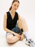 Black Linen Blend Waistcoat  Women