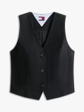 Black Linen Blend Waistcoat  Women