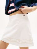 Beige Broderie Anglaise Mini Skirt With Linen  Women