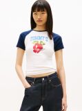 Μπεζ Slim T-Shirt Με Ραγκλάν Μανίκια Και Σχέδιο  Γυναίκες