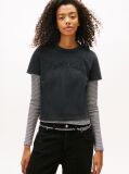 Black Regular Tonal Logo Crew Neck T-Shirt  Women