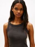 Black Ribbed Tonal Logo Slim Tank Top  Women