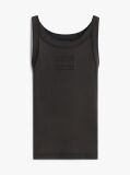 Black Ribbed Tonal Logo Slim Tank Top  Women